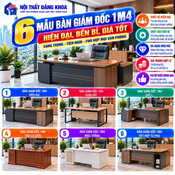 Bàn giám đốc 1m4 giúp doanh nghiệp cân đối chi phí đầu tư nội thất
