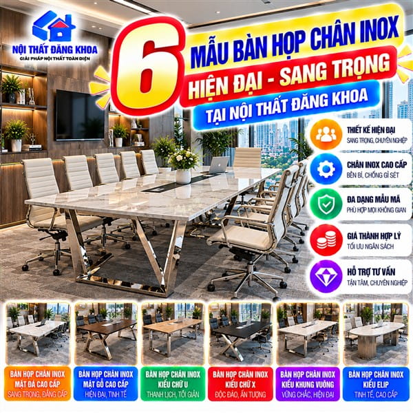 6 Mẫu Bàn Họp Chân Inox Hiện Đại Tại Nội Thất Đăng Khoa