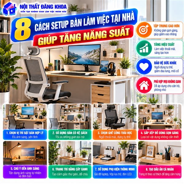 Chọn vị trí đặt bàn làm việc tránh những khu vực có nhiều tiếng ồn
