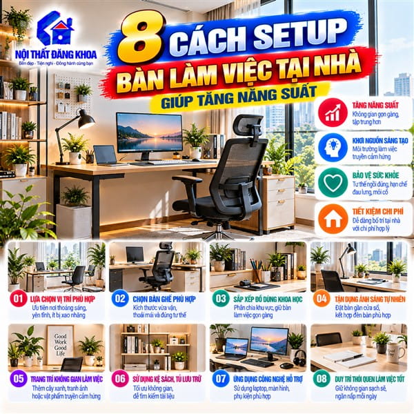 Bố trí bàn làm việc gần nguồn điện để thuận tiện sử dụng thiết bị