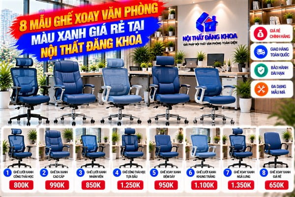 Ảnh: 8 Mẫu Ghế Xoay Văn Phòng Màu Xanh Giá Rẻ Tại Nội Thất Đăng Khoa