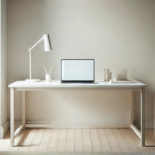 Mẫu bàn làm việc trắng phong cách tối giản (Minimalism)