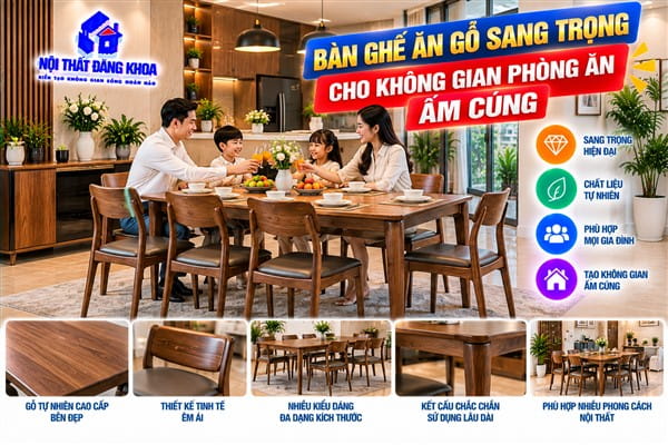 Ảnh: Bàn ăn gỗ tự nhiên được yêu thích nhờ vẻ đẹp của vân gỗ
