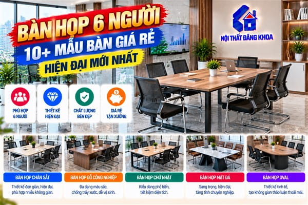 Ảnh: Bàn họp 6 người đáp ứng tốt nhu cầu họp nhóm và trao đổi công việc