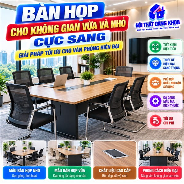 Bàn họp phù hợp giúp bố trí số lượng chỗ ngồi khoa học hơn