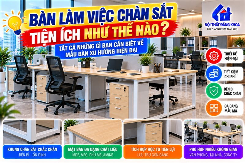 Bàn Làm Việc Chân Sắt Tiện Ích Như Thế Nào? Tất Cả Những Gì Bạn Cần Biết Về Mẫu Bàn Xu Hướng Hiện Đại