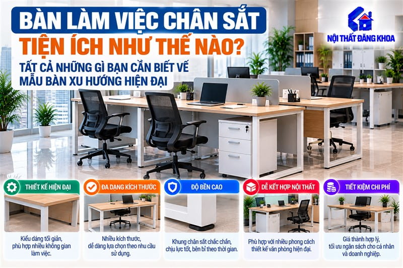 Bàn chân sắt mặt gỗ kết hợp tính thẩm mỹ và công năng sử dụng