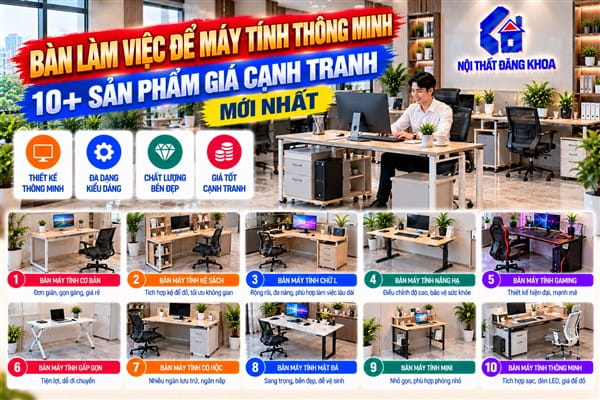 Ảnh: Bàn làm việc để máy tính thông minh giúp tối ưu diện tích sử dụng