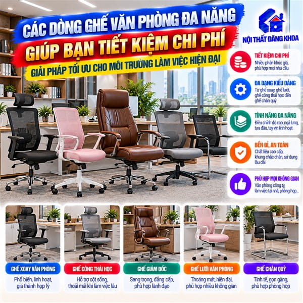 Ghế văn phòng có thể điều chỉnh giúp phù hợp với nhiều nhân viên