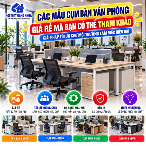 Các Mẫu Cụm Bàn Văn Phòng Giá Rẻ Mà Bạn Có Thể Tham Khảo: Giải Pháp Tối Ưu Cho Môi Trường Làm Việc Hiện Đại