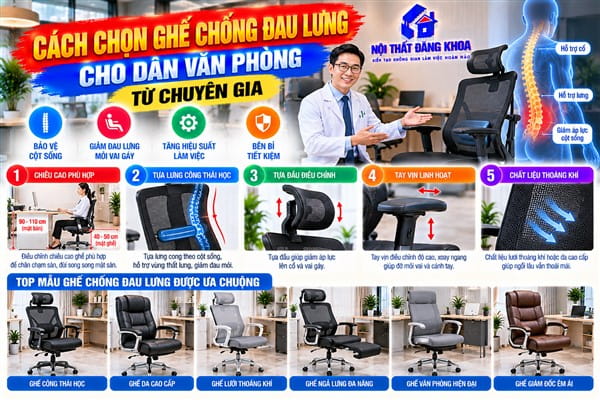 Ảnh: Ghế chống đau lưng phù hợp với người thường xuyên ngồi làm việc lâu