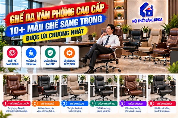 Ảnh: Ghế xoay da văn phòng cao cấp có nhiều tính năng điều chỉnh tiện lợi