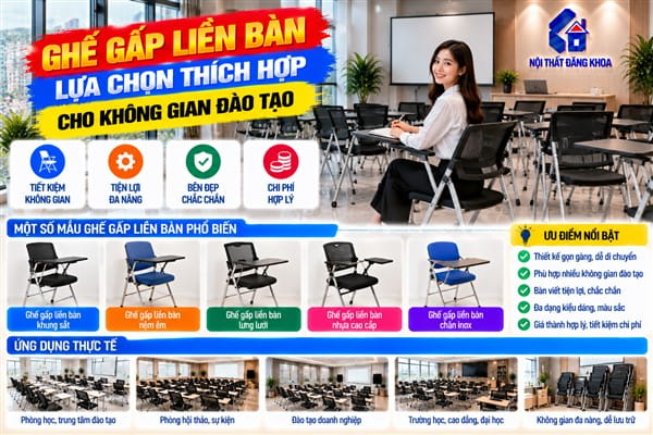 Ảnh: TẠI SAO GHẾ GẤP LIỀN BÀN LÀ GIẢI PHÁP TỐI ƯU CHO KHÔNG GIAN ĐÀO TẠO?
