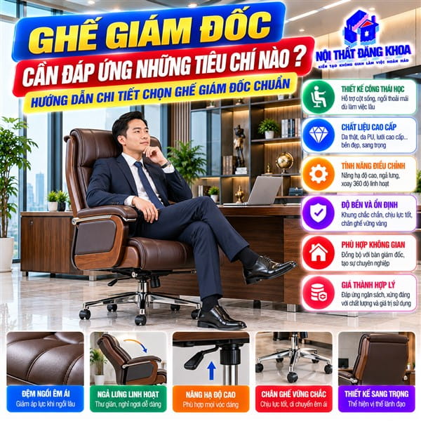 Ghế giám đốc góp phần tạo hình ảnh chuyên nghiệp cho phòng lãnh đạo