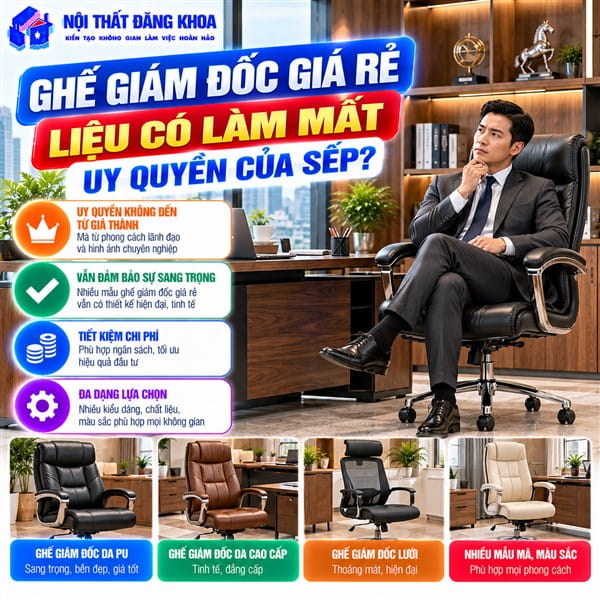 Ghế giám đốc có kết cấu ổn định giúp đáp ứng nhu cầu sử dụng thường xuyên
