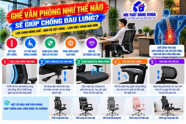 Ảnh: Ghế văn phòng ảnh hưởng trực tiếp đến tư thế ngồi làm việc