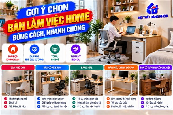 Ảnh: Gợi ý chọn bàn làm việc HOME đúng cách, nhanh chóng