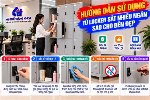 Ảnh: Hướng dẫn sử dụng tủ locker sắt nhiều ngăn sao cho bền đẹp