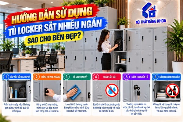 Ảnh: Tủ locker sắt có khóa giúp tăng khả năng kiểm soát đồ dùng cá nhân