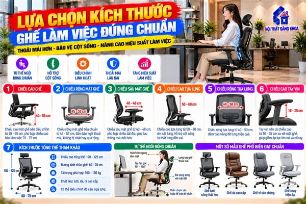Ảnh: Ghế văn phòng phù hợp hỗ trợ vùng lưng khi ngồi lâu