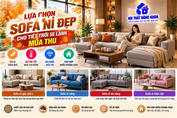 Ảnh: Sofa nỉ có nhiều màu sắc phù hợp với phong cách trang trí mùa thu