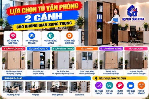 Ảnh: Tủ văn phòng 2 cánh phù hợp với nhiều diện tích phòng làm việc