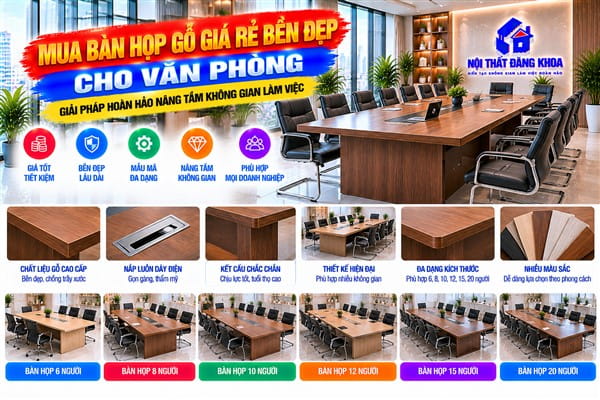 Ảnh: Bàn họp gỗ công nghiệp mang đến nhiều lựa chọn về màu sắc