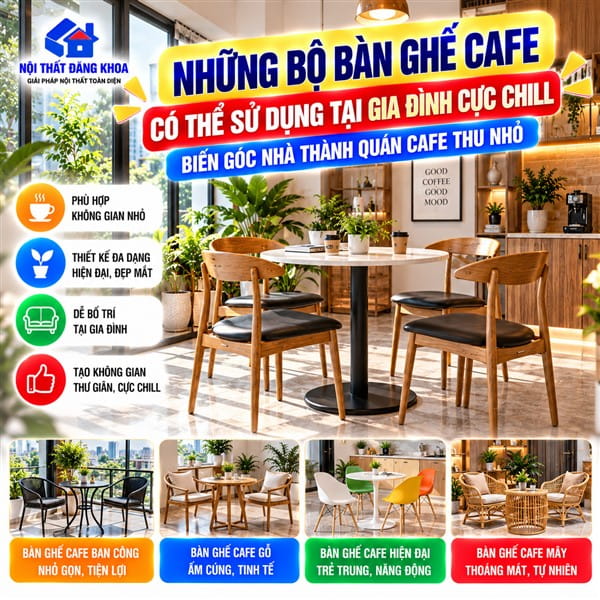 Những Bộ Bàn Ghế Cafe Có Thể Sử Dụng Tại Gia Đình Cực Chill: Biến Góc Nhà Thành Quán Cafe Thu Nhỏ