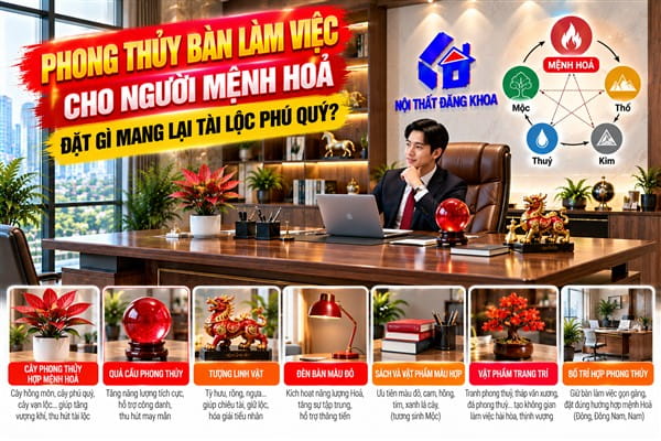 Ảnh: Phong thuỷ bàn làm việc cho người mệnh hoả - Đặt gì mang lại tài lộc phú quý?