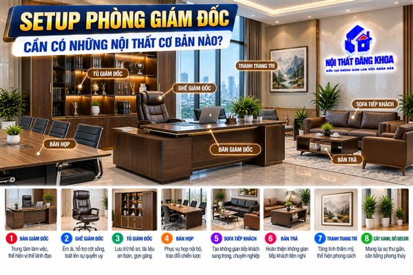 Ảnh: Bàn ghế giám đốc phù hợp tạo trung tâm cho không gian làm việc