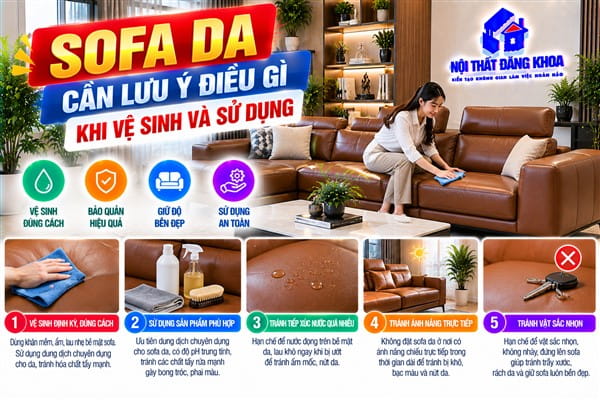Ảnh: Ghế sofa da có bề mặt thuận tiện cho việc vệ sinh hằng ngày