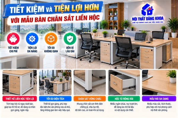 Ảnh: Kết cấu chân sắt tạo sự ổn định cho bàn làm việc