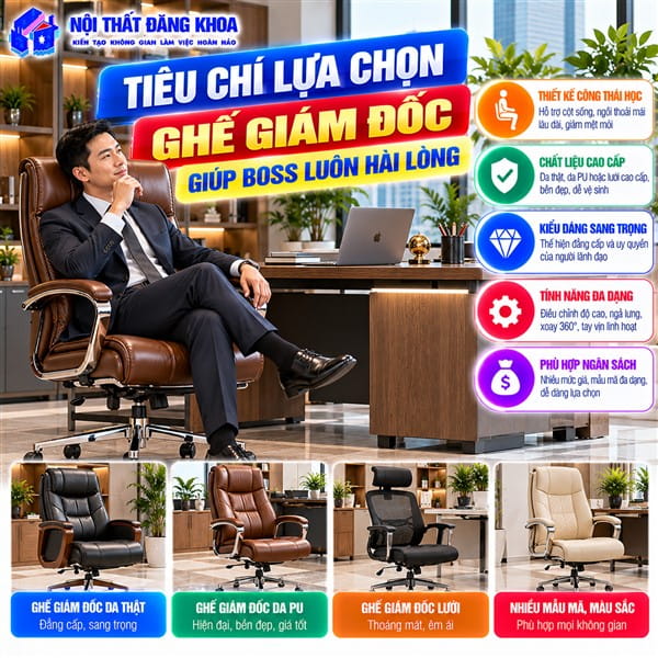Ghế giám đốc góp phần thể hiện phong cách lãnh đạo và hình ảnh doanh nghiệp
