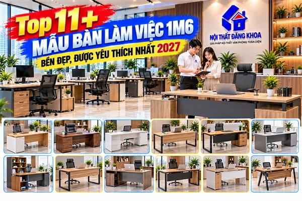 Ảnh: Top 11+ mẫu bàn làm việc 1m6 bền đẹp, được yêu thích nhất 2027