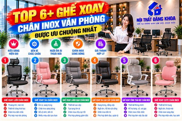 Ảnh: Thiết kế chân inox tạo vẻ hiện đại cho ghế văn phòng