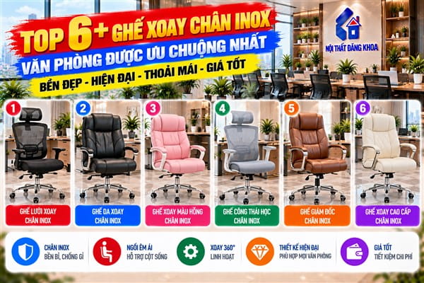 Ảnh: Giới Thiệu Chung Ghế Xoay Chân Inox Văn Phòng Được Ưu Chuộng Nhất