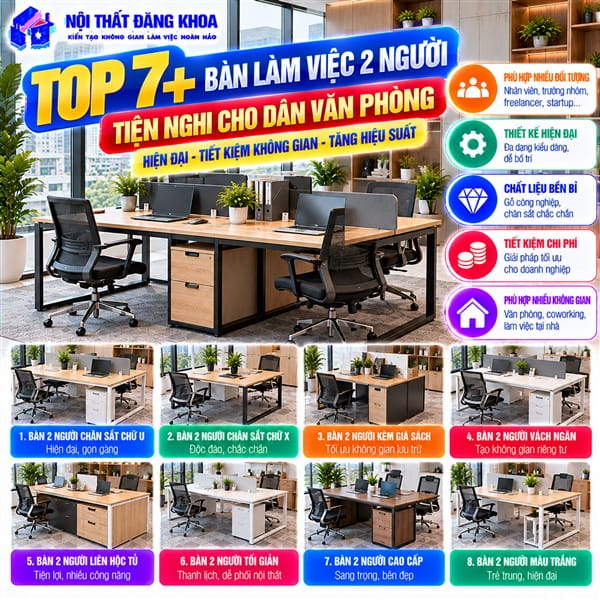 Bàn làm việc đôi tạo điều kiện thuận lợi cho việc trao đổi công việc