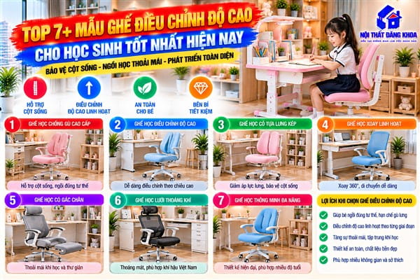 Ảnh: Ghế học sinh tăng giảm chiều cao có thể thích ứng khi trẻ phát triển