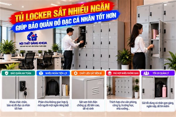 Ảnh: Tủ locker sắt nhiều ngăn giúp bảo quản đồ đạc cá nhân tốt hơn