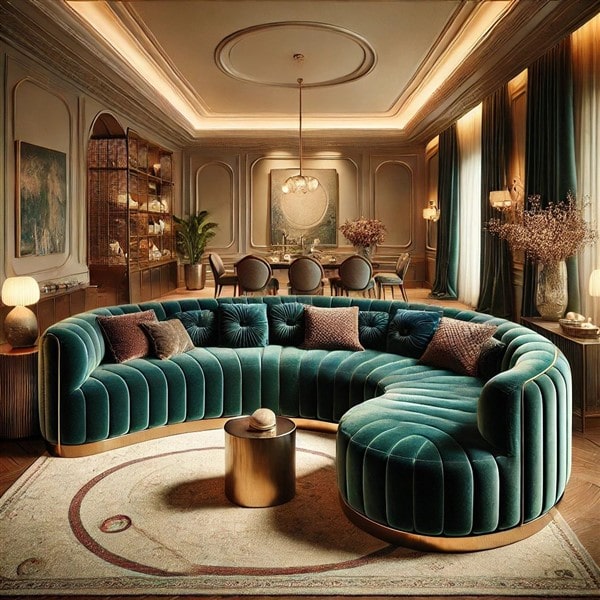 Sofa Chữ U Bọc Nhung – Lộng Lẫy, Mềm Mại