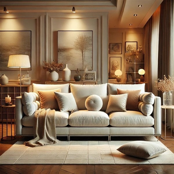 Sofa Nỉ Lông Tuyết 4 Chỗ – Êm Ái & Đầy Ấm Cúng