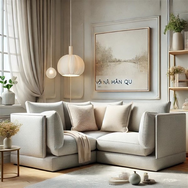 Sofa góc vuông vải nỉ Hàn Quốc – Thanh lịch, trẻ trung
