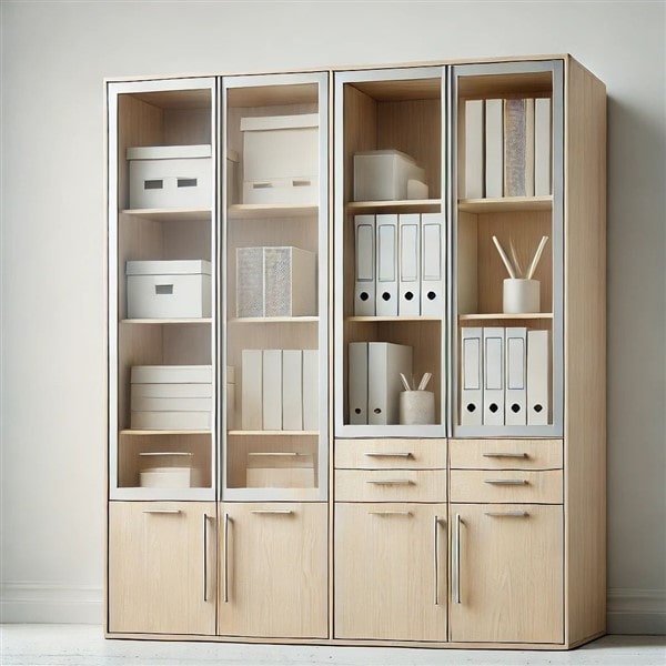 Tủ Kính Văn Phòng Gỗ MDF Cánh Kính – Thiết Kế Tối Giản, Hiện Đại