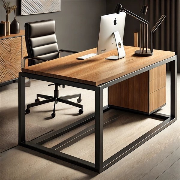 Bàn giám đốc chân sắt chữ Z mặt gỗ MDF Melamine