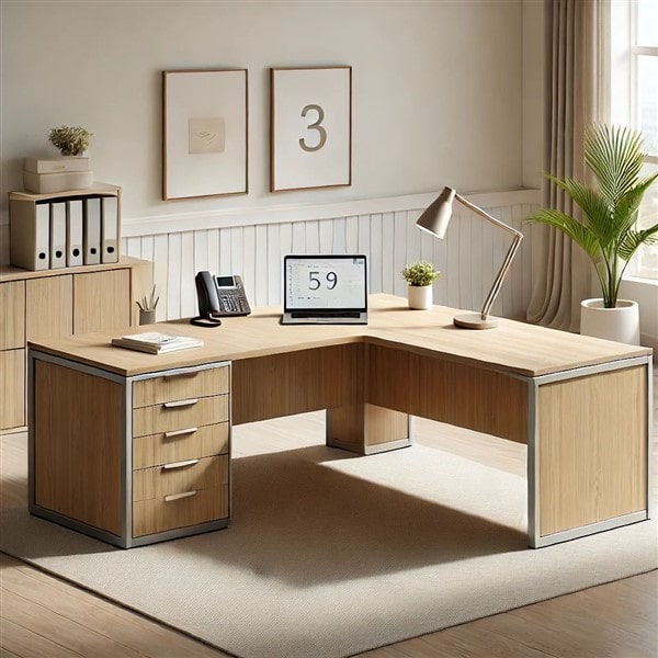 Bàn giám đốc chữ U gỗ công nghiệp MDF phủ Melamine – hiện đại, giá tốt
